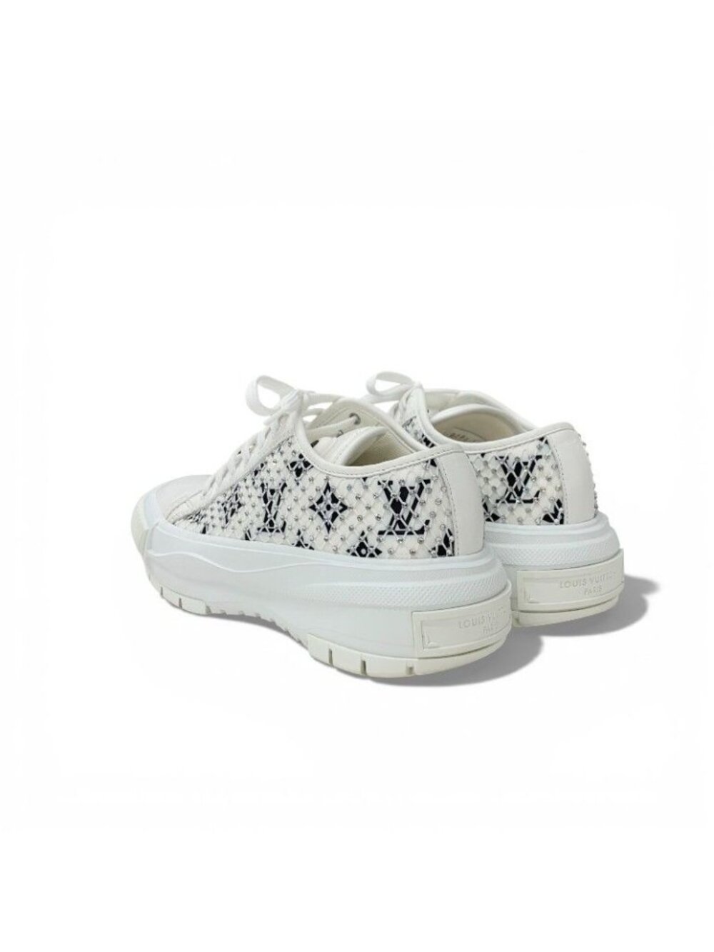 ★SOLD★ Louis Vuitton Squad Line Monogram Sneakers Shoes Leather Mesh White Black - Picture 4 of 10